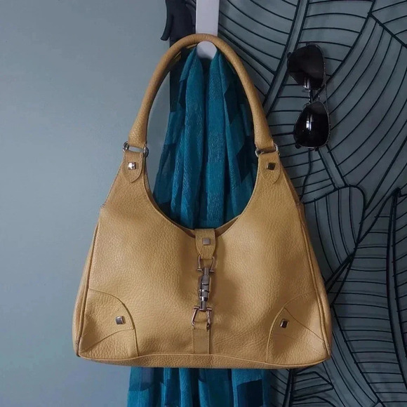 Rogani | Genuine Leather Soft  Yellow Inspired Shoulder Bag with Silver Hardware - Picture 2 of 16